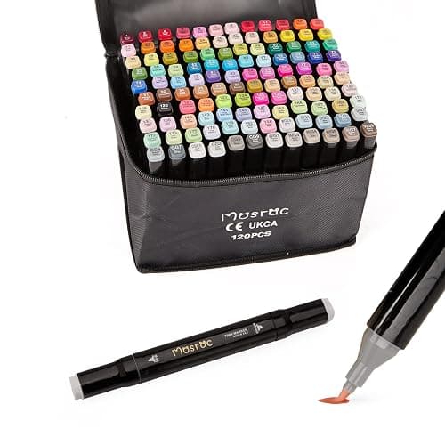 Alcohol Based Markers Set,Professional Marker Dual Tip Brush for Artists & Adult & Kids,plus 1 Blender for Coloring,Drawing,Double-tip 120 Colors - Image 1