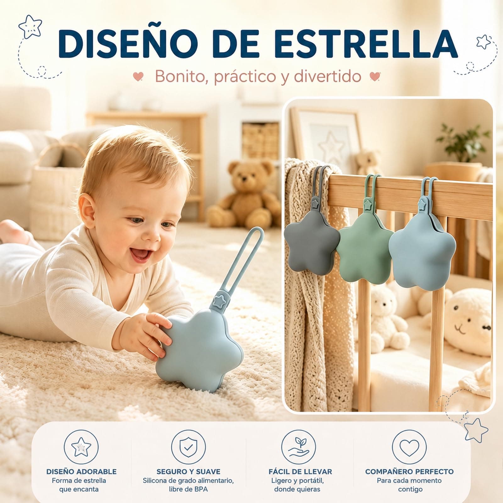 Paquete de 3 Estuche para Chupón, Funda de Silicona para Chupete, Porta Chupones Portátil para Niños，Seguro y Resistente Al Calor, Apto para Lavavajillas, Adecuado para Interacción Al Aire Libre thumbnail 7