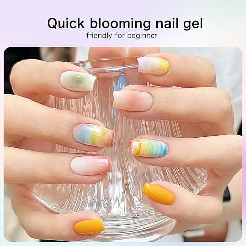 Creaglam Blooming Gel Nail Polish: Marble Natural Stone Clear Blossom Gel Polish for Women at Home Art Design - 15ml Nail Glue Spreading Effect - UV LED DIY Nail Salons Color Flower Watercolor Magic thumbnail 5