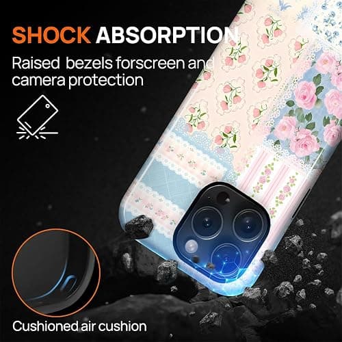 COTAIL Case Designed for iPhone 16 Pro, Hybrid 2-Layer Case, Military-Grade Protection Durable Shockproof Anti-Scratch Phone Case, Floral Lace Patchwork thumbnail 4