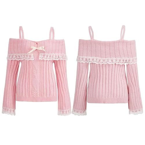 Fairy Grunge Shirts for Women Y2K Tops Long Sleeve Lace Patchwork Tees Teen Girls Vintage Slim Blouse Fall Clothes thumbnail 5