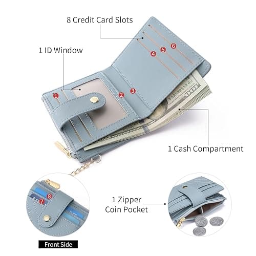 GAEKEAO Slim Wallet for Women, RFID Blocking Credit Card Holder Bifold Wallet with Zipper Coin Pocket, ID Window thumbnail 8