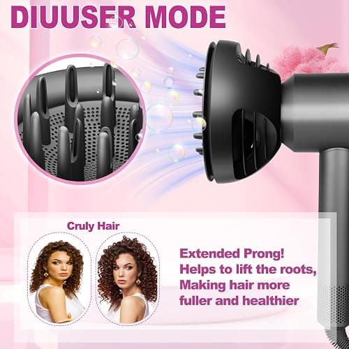 YTCHYYSK New Wave+Curl Diffuser Nozzle for Dyson Supersonic Hair Dryer HD01 HD02 HD03 HD04 HD08 HD15 HD16 Accessories, Attachemnt Parts No 973924-01, One Tool Two Mode for Wavy Curly or Coily Hair thumbnail 5