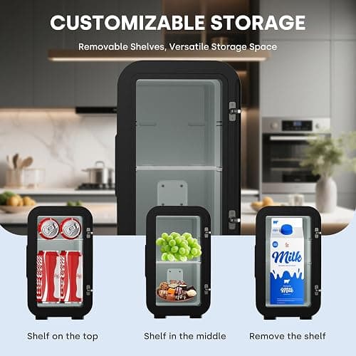 Enventor Mini Fridge 6 Litre/ 8 Can, AC+12V DC Power, Portable Cooler & Warmer, Small Fridge for Bedrooms, Car, Skincare, Fruit and Drinks, Black thumbnail 8