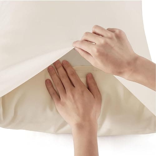 Bedsure Queen Sheet Set, Rayon Derived from Bamboo, Cooling Sheets, PureWoven, Breathable & Soft, Deep Pocket Up to 16", Hotel Luxury Silky Bedding for Hot Sleepers, Light Beige thumbnail 6