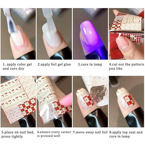 FSpronail Denim Nail Foil Transfer, 10 Rolls/Box Blue Jeans Prints Plaids Nail Stickers Foil Transfer Sheets Hearts Stars Decals Starry Paper Punk Decoration Manicure Wraps Pegatinas Uñas Salon Supply thumbnail 8