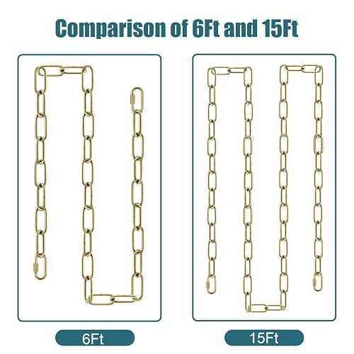 Qryphent 6FT Heavy Duty Brass Hanging Chain Kit Swag Light Decorative Chain | Swag Light Hanging Chain Kit for Lighting Fixture, Chandelier, Plants, Flower Basket, Bird Feeder thumbnail 6
