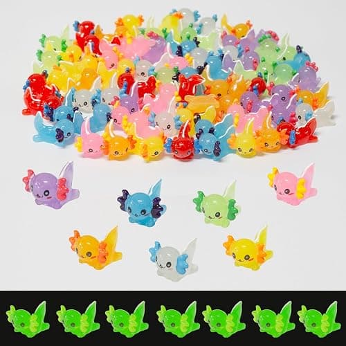 jrootouh 40 Pcs Luminous Mini Resin Axolotl Tiny Animals Miniature Axolotl Figures Glow in The Dark for DIY Garden Dollhouse Axolotl Figurines Accessories Micro Landscape Aquarium Party Decor - Image 1