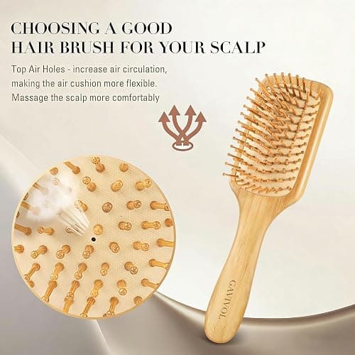 GAVIVOL Bamboo Hair Brush for Hair Growth Detangler Brush Wooden Paddle Hairbrush with Bamboo Bristles for Scalp Massager Hair Brushes for Women Handle Pointed Bristle Travel Hair Brush for Fine Hair thumbnail 2