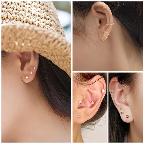 IFKM Gold Plated Jewelry Set for Women,14k Gold Plated Multi Layer Necklaces Stackable Bangle Bracelets Stackable Knuckle Rings Hoop Earrings Set Anniversary Trendy Elegance Charms Anniversary Birthday Jewelry Gift thumbnail 5