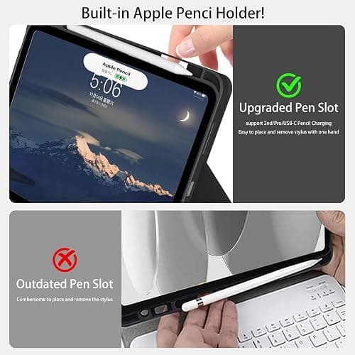 JKSML for iPad(A16) 11th/10th Generation Case with Keyboard (11/10.9 inch) | 2025/2022, 7 Color Backlight Detachable Bluetooth Cover with Trackpad, Flip Stand Case Thin with Pencil Holder, Black thumbnail 8