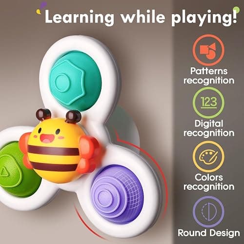 ALASOU 3PCS Pop Suction Cup Spinner Toys for 1 Year Old Boy Girl|Novelty Spinning Tops Toddler Toys Age 1-2|Sensory Baby Bath Toy for Toddlers 1-3|12 18 Months Boy Birthday Gift for Infant thumbnail 7