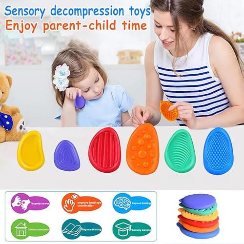 Generic 12 Pcs Fidget Toys Sensory Stone, Multicolor, 1 cm, Stress Relief, Anxiety, Autism, Focus, Sensory, Kids, Teens thumbnail 4