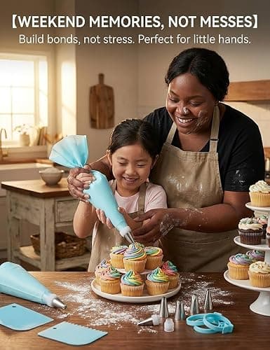 Reusable Piping Bags and Tips Set, 21-Piece Cake and Cupcake Decorating Kit | Reusable piping bags pair with 12 icing tips, couplers and scrapers for precise frosting and easy cake or cupcake decorating. thumbnail 7