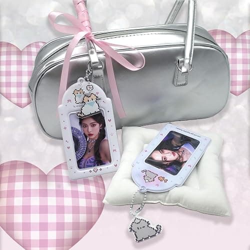 LQTIIITQL 2 Sets Photocard Holder with Cute Cat Keychain Y2K PhotoCard Holder Charm Holders Kawaii Photo Card Keychain ID Bus Card Holders Kawaii thumbnail 2