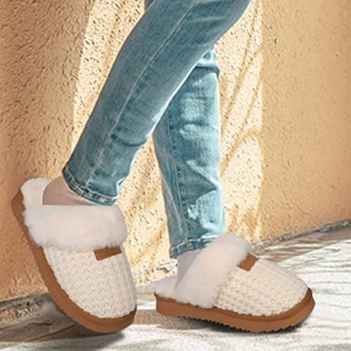 CLOVALUB Cozy Knit Women's Slippers - Warm Shearling House Shoes for Winter, Indoor/Outdoor thumbnail 5