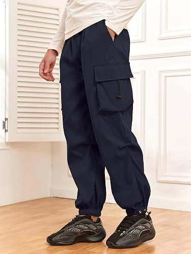 ZAFUL Flat Pocket Parachute Pants for Men Casual Baggy Cargo Pants Unisex Street Y2K Pants Drawstring Trouser thumbnail 4