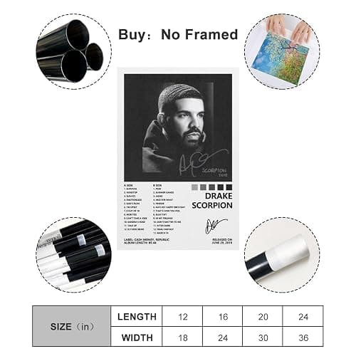 Drake Poster Scorpion Album Cover Poster for Bedroom Aesthetic Canvas Art Wall Decor 08x12inch(20x30cm) thumbnail 2
