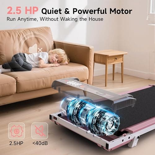 Walking Pad Treadmill with Handle Bar, Walking Pad with Incline 8%, 2.5HP Quiet Under Desk 330 lbs 2 in 1Treadmills for Home and Office Jogging Running Machine, Remote Control and LED Display thumbnail 5