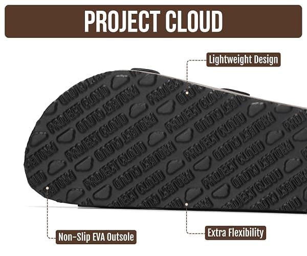 Project Cloud 100% Genuine Leather Flat Sandals For Women 2026 Cork Footbed Womens Sandals with Memory Foam and arch support Vacation Essentials Slides for Women Footwear (Venita) thumbnail 5