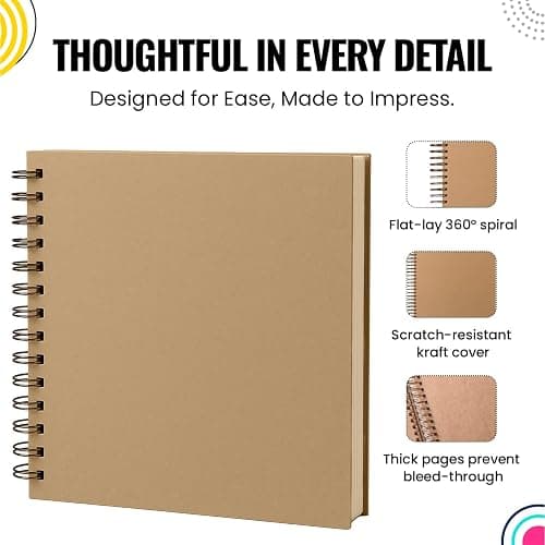 Modern Shop Scrapbook Album | Extra Thick Kraft Paper with Hardcover - 12 x 12 250 gsm, 50 sheet thumbnail 7