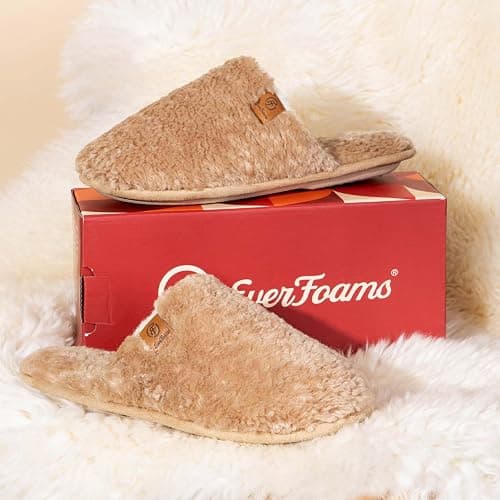 EverFoams Women's Fuzzy Slip-on Slippers Warm Cozy Soft Lightweight Memory Foam Indoor House Shoes thumbnail 7