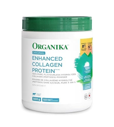 Organika Canadian-Made Enhanced Collagen Powder - for Healthy Hair, Skin, Nails, and Joints. Hydrolyzed Protein Peptides for Better Absorption- Grass-Fed, Non-GMO- Unflavoured- 500g - Unflavoured - 500 g (Pack of 1) - Image 1