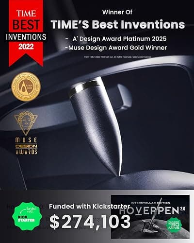 novium Hoverpen Interstellar - Space Black, Ballpoint Pen, Unique Conversational Starter, Premium Futuristic Design, Precision Flow Ink, Schmidt Ballpoint Cartridges thumbnail 5