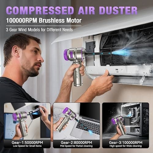 VCAN ACTIVE Car Vacuum Portable Cordless 18000PA High Power Mini Vacuum Cleaner Hand Vacuum Cordless Rechargeable, with with Brushless Motor for Car Detailing Keyboard Cleaner Home Cleaning(Purple) thumbnail 4