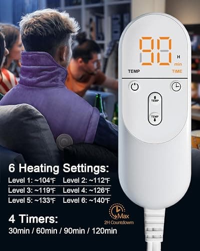 Heating Pad for Neck and Shoulder Pain Relief, Christmas Gifts for Women Mom Wife Sister Grandma Elderly, 2lb Electric Neck Back Heated Pad for Lady, Stocking Stuffers for Her Girlfriend, Purple thumbnail 4