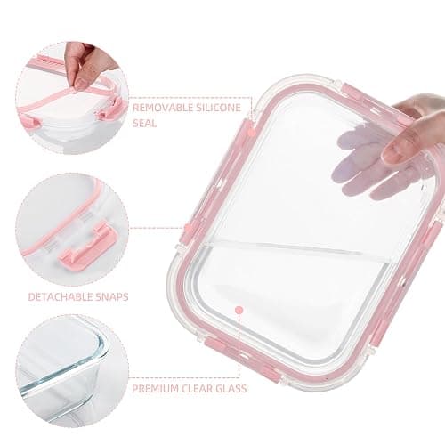C CREST 12 Pack Premium Glass Food Storage Containers with lids Set | Freezer/Oven/Dishwasher Safe Food Storage Containers for Pantry and Kitchen | Meal Prep Container for Lunch thumbnail 6