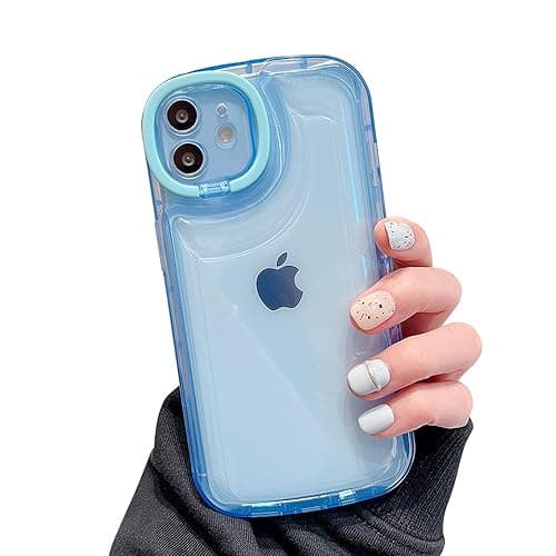 Ownest Compatible for iPhone 11 Case with Clear Kickstand Creative Protective Design Case with Camera Holder for TPU Slim Shockproof Cool Case for iPhone 11-Blue - Image 1