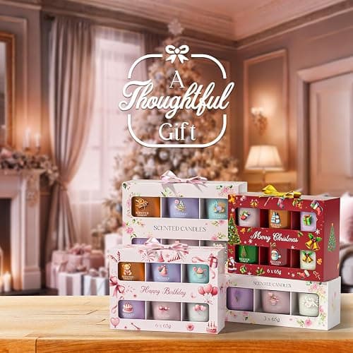 CHILLFLAME Scented Candles, Scented Candle Gift Set for Stress Relief, 3 Votive Candles for Women and Men, Birthday Candle Gifts for Women, Christmas Candles for Women (Pink + Purple + White, 7 oz) thumbnail 7