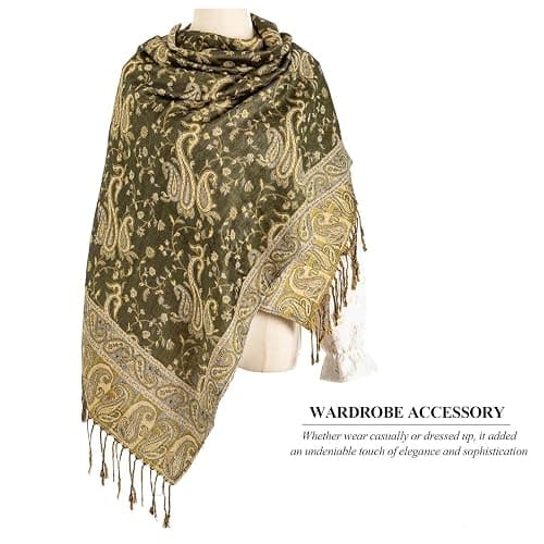 AUSEKALY Pashmina Feel Rave Scarf for Men Women Reversible Wrap | Soft Silky Feel, Reversible Paisley Design & Fringe, Lightweight, Rave Festival Accessory，Fits for Party Evening Dressy thumbnail 4