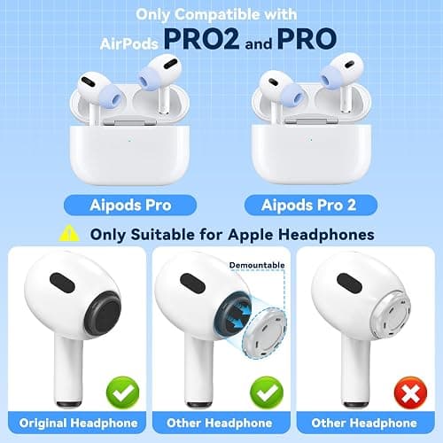 4-Pair Replacement Ear Tips for AirPods Pro 2nd/1st Generation with Portable Storage Box,Noise Reduction Holewith & Built-in dust Guard Screen,Silicone Ear Tips for Apple AirPods Pro (s-Blue) thumbnail 2