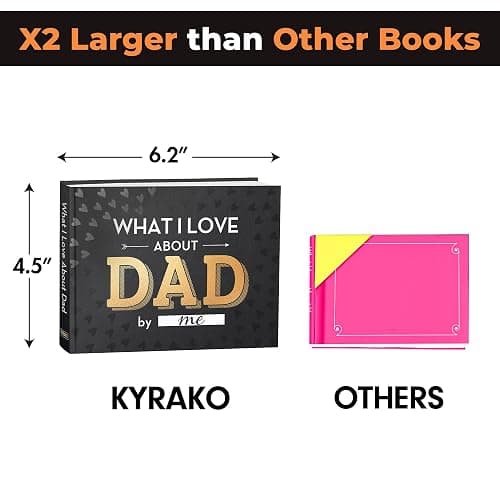 KYRAKO Fathers Day Gift for Dad from Daughter, Son, Kids - What I Love about Dad Book, Fill-in-the-Blank Book for Dad: Fun Prompt Notebook to Share Memories, Thoughtful Birthday Present & Keepsake thumbnail 3