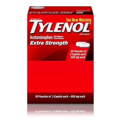 Tylenol Extra Strength Acetaminophen Caplets, 500 mg, Pain Relief & Fever Reducer for Headache, Backache, Toothache, Menstrual Cramps & Pain, Travel-Friendly Packaging, 2-Caplet Pouches, 50 Count - Image 1