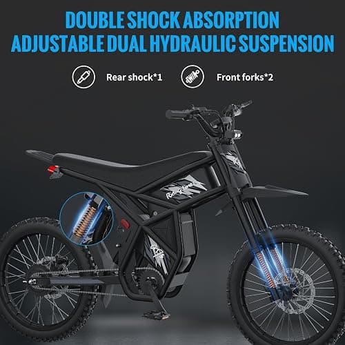 GT73 Electric Dirt Bike for Adults 2000W Electric Bike with 1747Wh(48V 18.2AH*2) Removable Batteries 37MPH/85Mile Range 25" x2" Motorcycle Tires Dual Hydraulic Brakes & Full Suspension (gt73-1) thumbnail 5