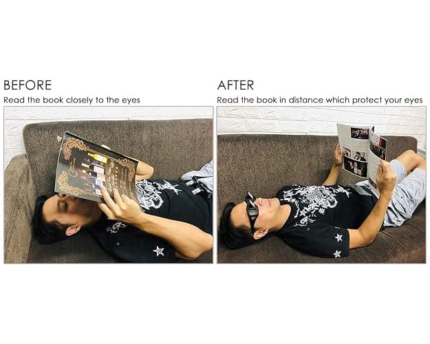 DS. DISTINCTIVE STYLE Lazy Readers Glasses Prism Glasses Lying Down Bed Horizontal Watching TV Reading Spectacles Horizontal Glasses - Black thumbnail 4
