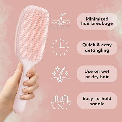 Lily England Detangling & Styling Brush - Pain-Free Brush for Curly Wet & Dry Hair With Flexible Bristles - Easy to Hold Rose Gold Brush for Women's 3c to 4c Curls thumbnail 3