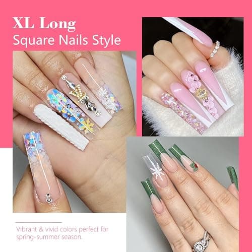 Lionvison Square Nail Tips NO C Curve, XL Clear Nail Tip for Acrylic Nails Professional, Long Nail Tips Straight Flat Pre Shaped Half Cover False Nails French Tips for Nail Salon Home DIY, 12 Sizes thumbnail 2