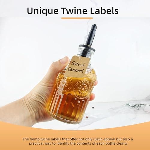 CALFATHN Simple Syrup Bottles Set of 2, Glass Coffee Syrup Dispenser Bottles 7 OZ With Metal Pour Spout, Labels and Stopper, Glass Syrup Dispenser for Maple Honey Syrup Oil and Sauces, LC002 thumbnail 7