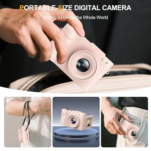 4K Digital Camera for Photography Autofocus, 50MP Vlogging Camera Kids with 2.8'' 180° Flip Screen 18X Zoom 32G Card Compact Point Shoot Cameras Anti Shake Flash Video Photo Batteries Girls Boys Pink thumbnail 7