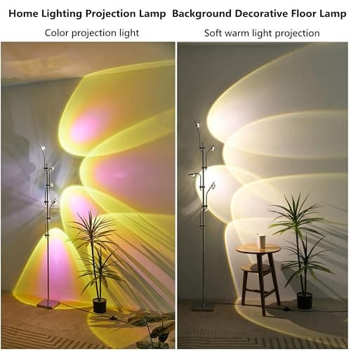 Sunset Floor lamp Unique 5 Head Projector lamp for Bedroom Background Decorative Adjustable Modern LED sunset light Mood lighting Living Room Galvanized Chrome Color Filter Mood Ambient Floor lamp thumbnail 6