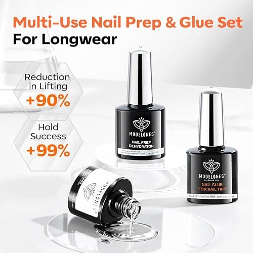 modelones 10-in-One Gel Nail Glue with Nail Dehydrator and Primer for Acrylic Nails Tips/Bloom Gel/Adhesive Bond, Long Lasting Acrylic Nail Supplies thumbnail 2
