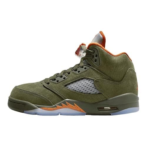 Air Jordan 5 Retro Big Kids' Shoes (Army Olive/Solar Orange) - 4.5 Big Kid - Image 1