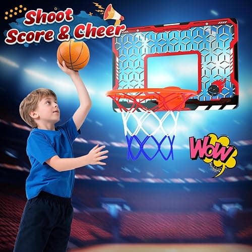 EagleStone Mini Basketball Hoop for Door & Wall, Foldable Rim with 3 Balls and Pump, Indoor Basketball Toy Game Set for Kids Adults, Bedroom Office Sports Gift thumbnail 2