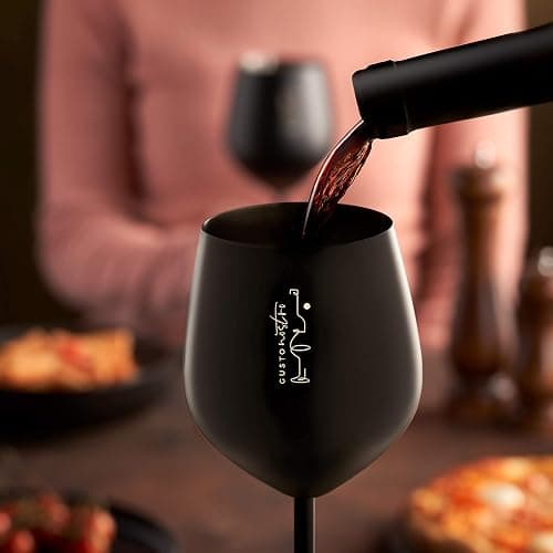 Gusto Nostro Stainless Steel Wine Glass - 18 oz - Unbreakable Black Wine Glasses for Travel, Camping and Pool - Fancy, Unique and Cool Portable Metal Wine Glass for Outdoor Events, Picnics (Set of 2) thumbnail 2