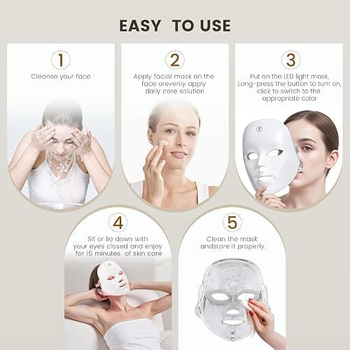 TOYHIS LED Face Mask Light Therapy,LED Light Therapy Mask for Face，Portable 7 Colors LED Facial Skin Care Mask for Home Use,Rechargeable thumbnail 7