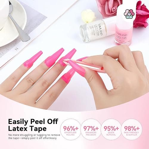 SAVILAND Liquid Latex Tape Kit - 2pcs 20ml Latex Tape for Nails Art Peel Off Cuticle Nail Polish Guard Skin Barrier Protector Gel Nail Polish Remover for Nail Salon Home DIY thumbnail 3